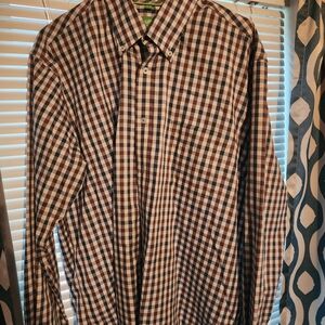 Men's Plaid Button-Down Shirt - Black and White